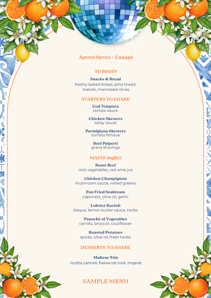 Mamma Mia Sample Menu